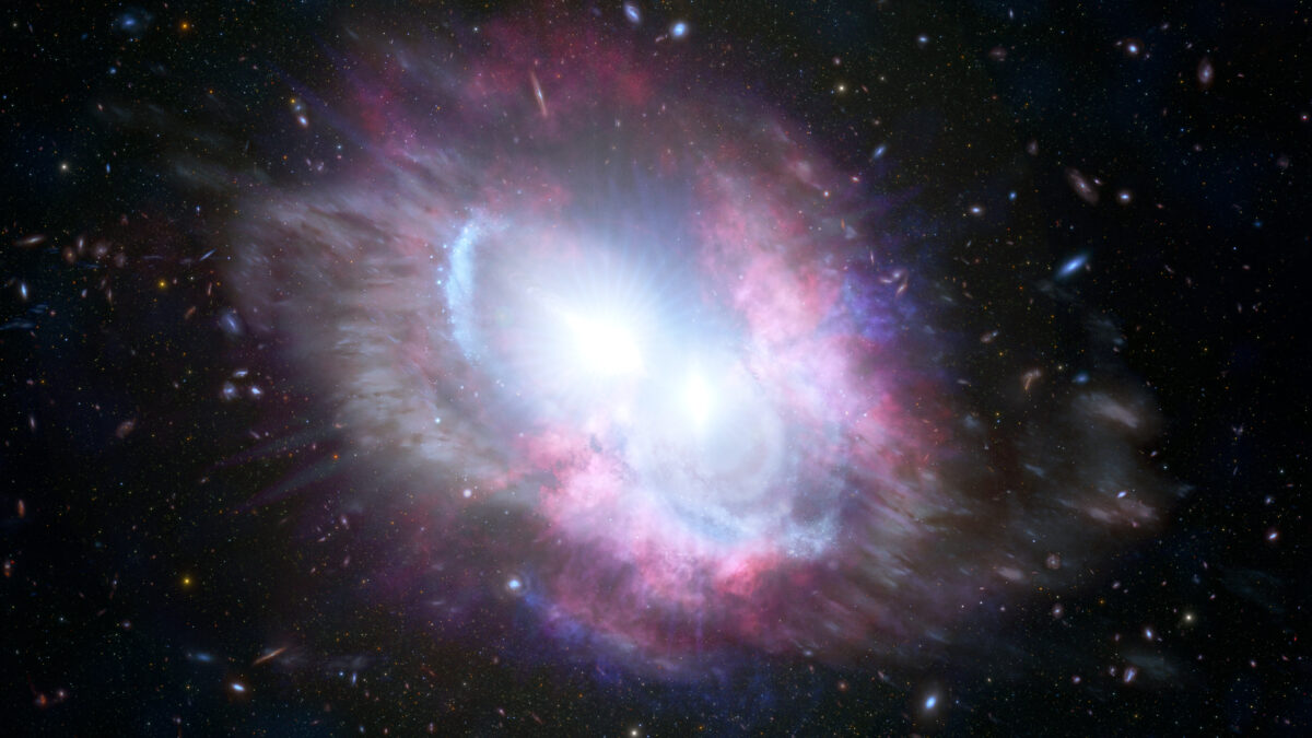 Artist’s Impression of a Pair of Quasars at ‘Cosmic Noon’